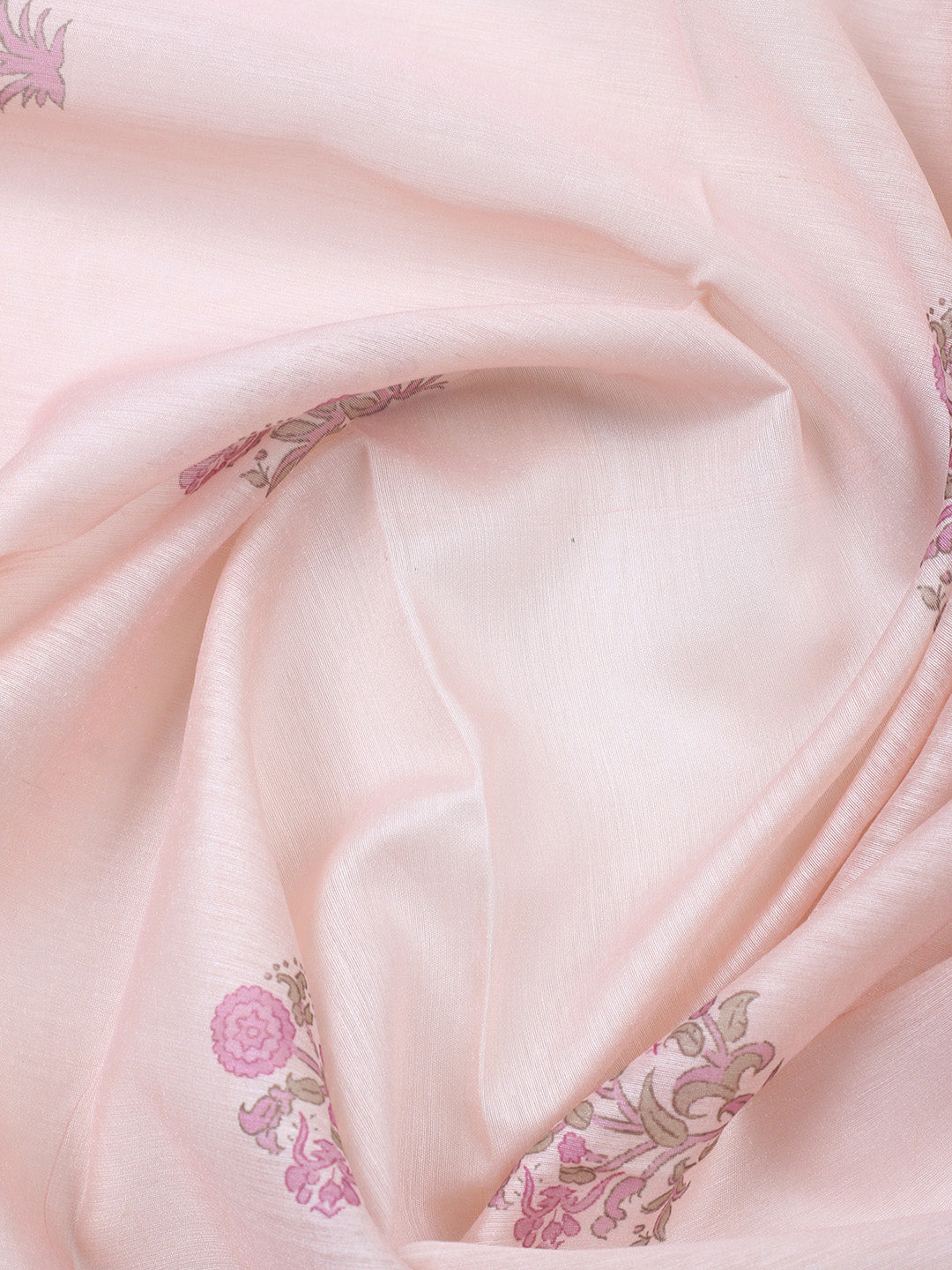 Printed Chanderi Unstitched Suit With Pant &amp; Dupatta