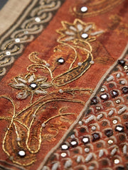 Embroidered Chanderi Unstitched Suit With Pant & Dupatta