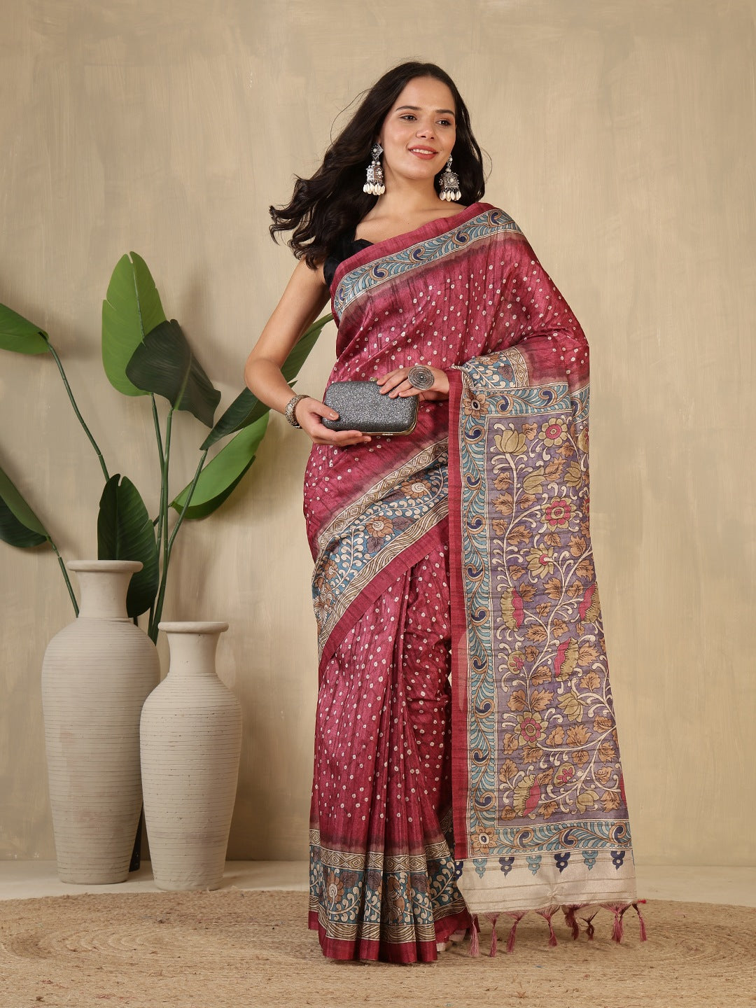 Printed Tussar Silk Saree
