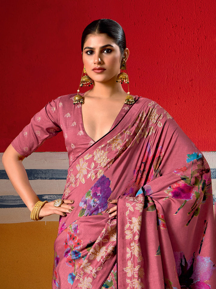 Digital Floral Printed Art Silk Saree