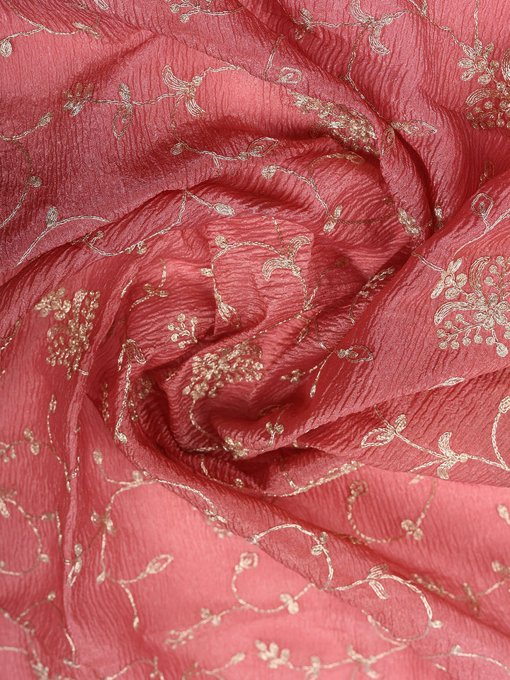 Embroidered Tissue Unstitched Suit With Pant &amp; Dupatta