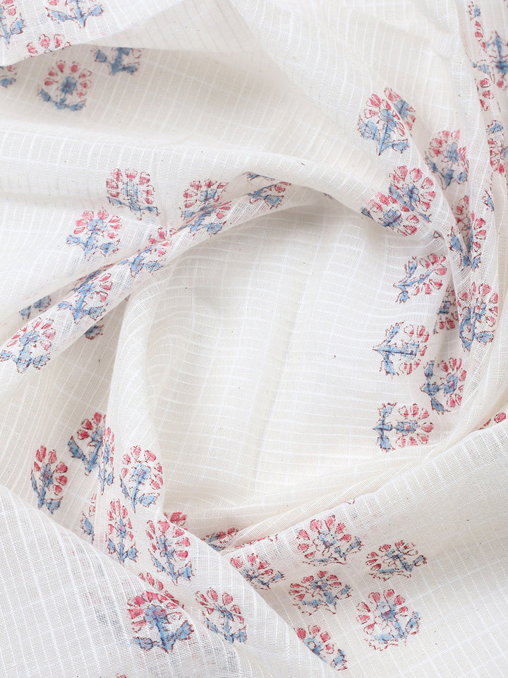 Printed Cotton Blend Unstitched Suit With Pant &amp; Dupatta