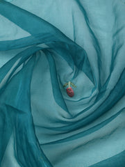 Embroidered Chanderi Rama Green Unstitched Suit With Pant & Dupatta