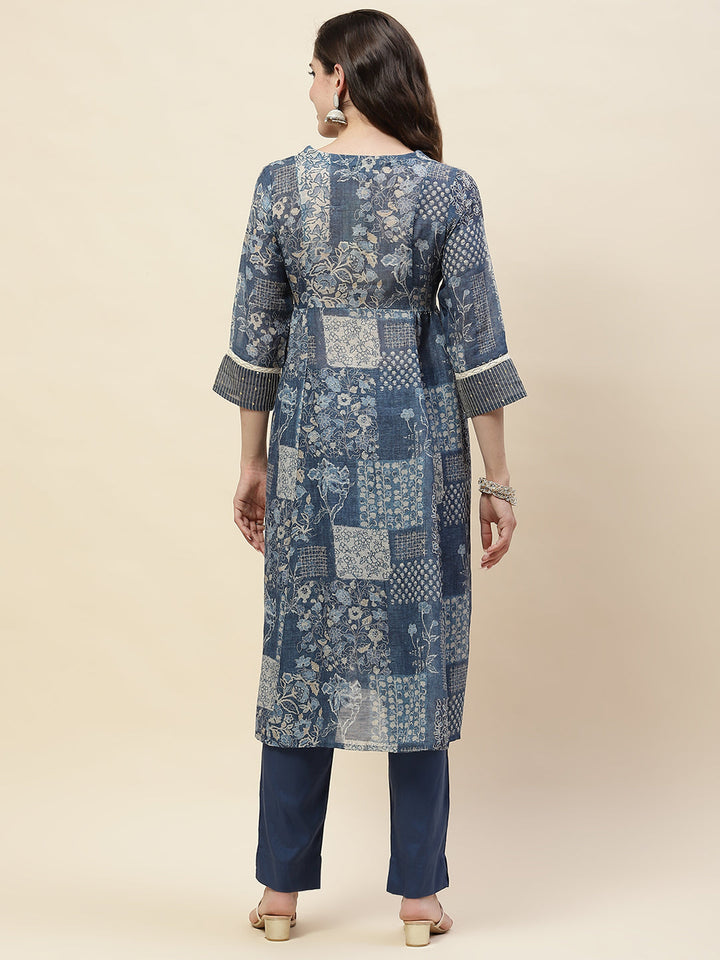 Printed Cotton Kurta With Pants