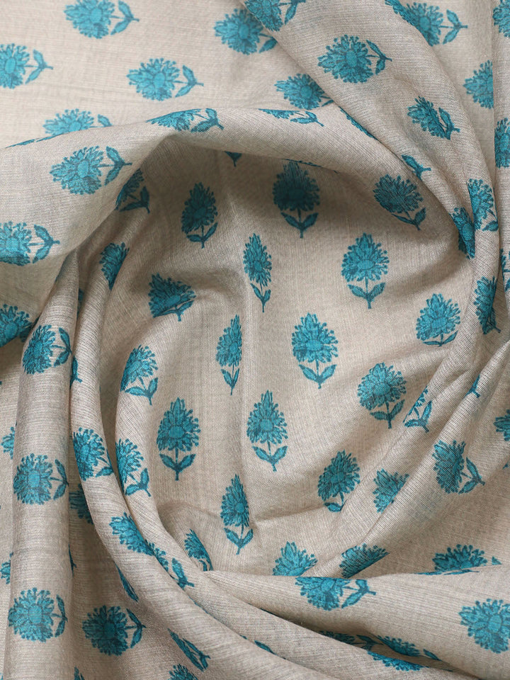 Printed Cotton Blend Unstitched Suit With Pant &amp; Dupatta