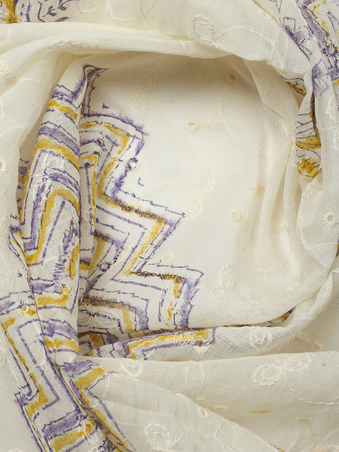 Printed Cotton Blend Unstitched Suit With Pant &amp; Dupatta