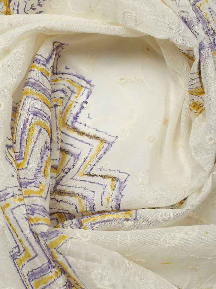 Printed Cotton Blend Unstitched Suit With Pant &amp; Dupatta