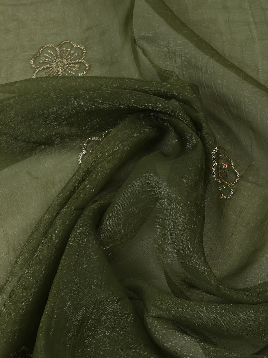 Embroidered Tissue Unstitched Suit With Pant &amp; Dupatta