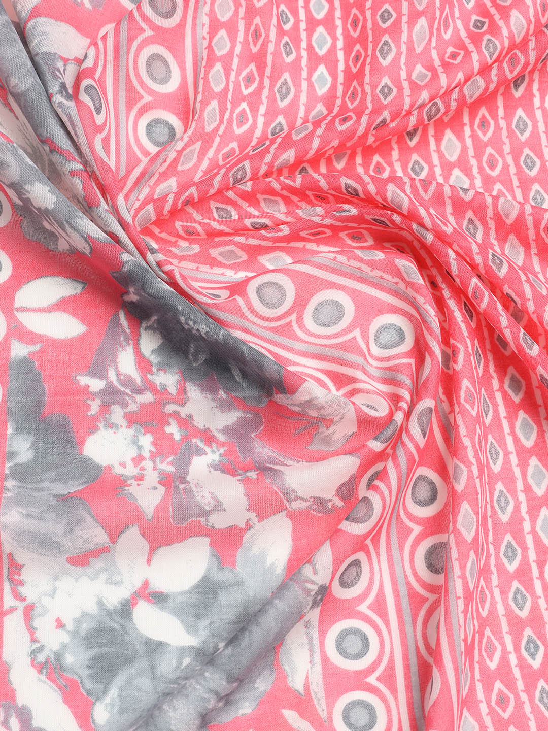 Printed Cotton Blend Unstitched Suit With Dupatta