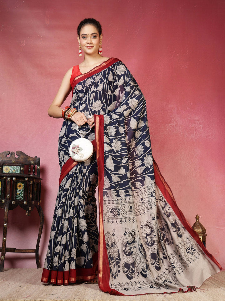 Floral Printed Art Silk Saree