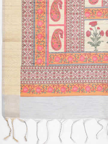 Plain Zari Border Tussar Saree