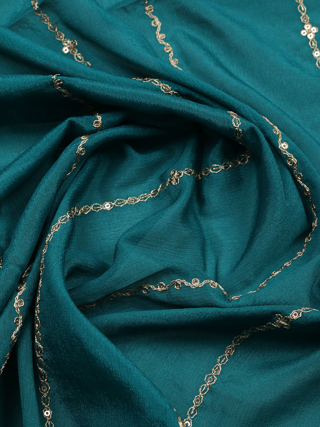 Embroidered Chinon Unstitched Suit With Pant &amp; Dupatta
