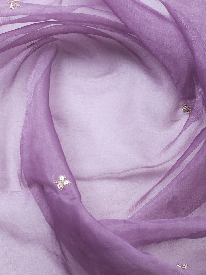 Embroidered Chanderi Unstitched Suit With Pant &amp; Dupatta