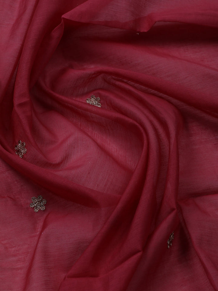 Neck Embroidered Chanderi Unstitched Suit With Dupatta