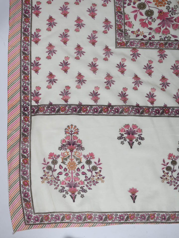 Printed Cotton Blend Suit With Pant &amp; Dupatta