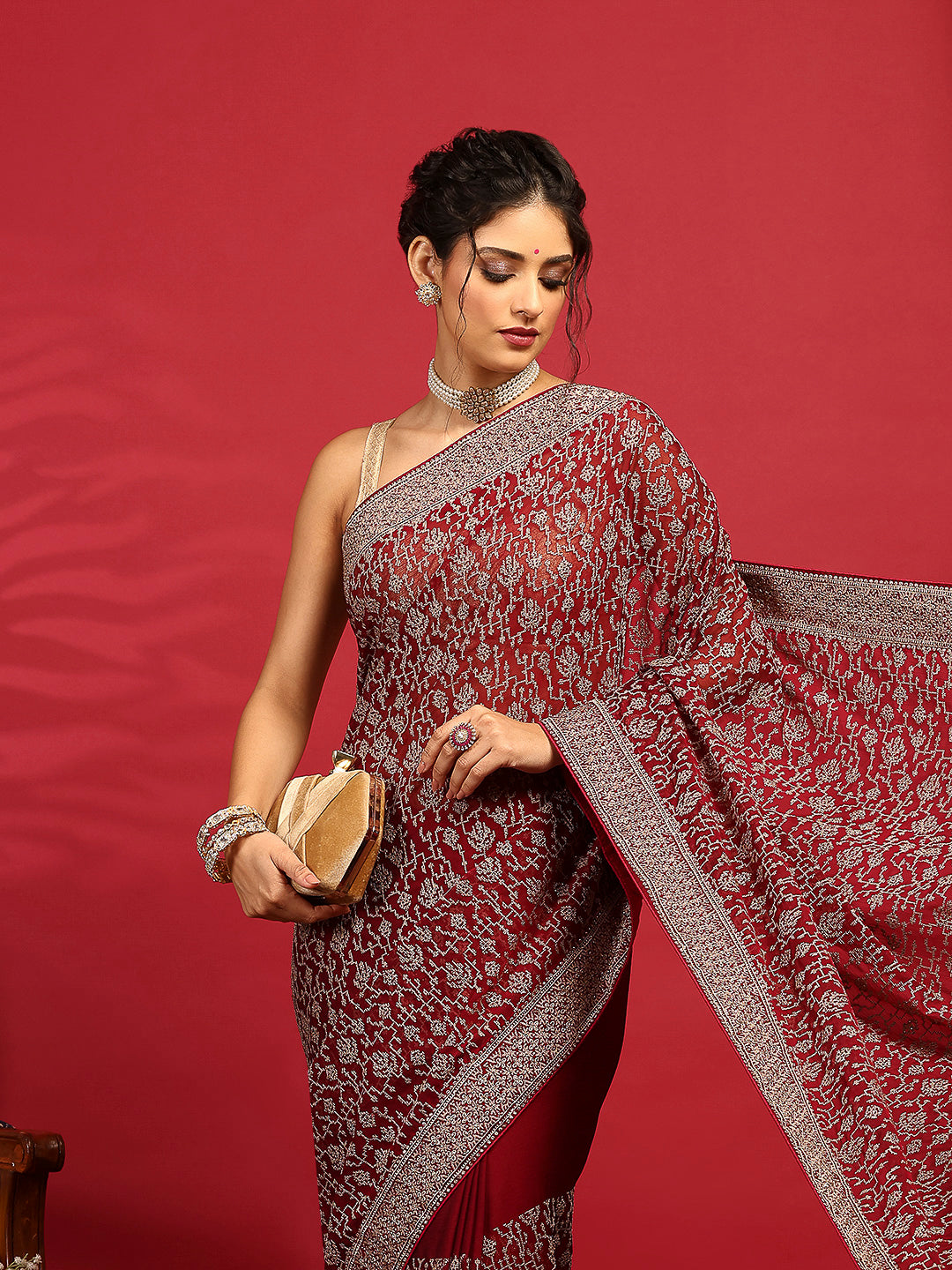 Embroidered Georgette Saree