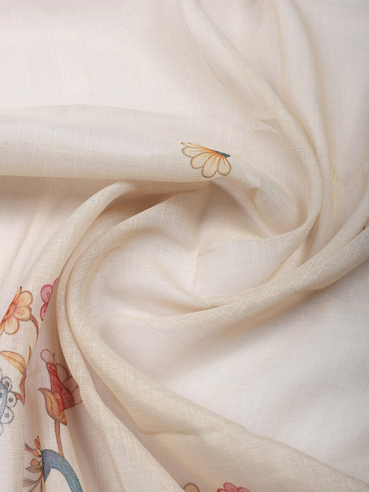 Printed Cotton Blend Unstitched Suit With Pant &amp; Dupatta