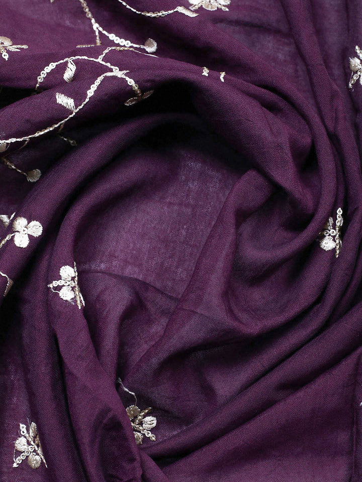 Embroidered Cotton Unstitched Suit With Pant &amp; Dupatta