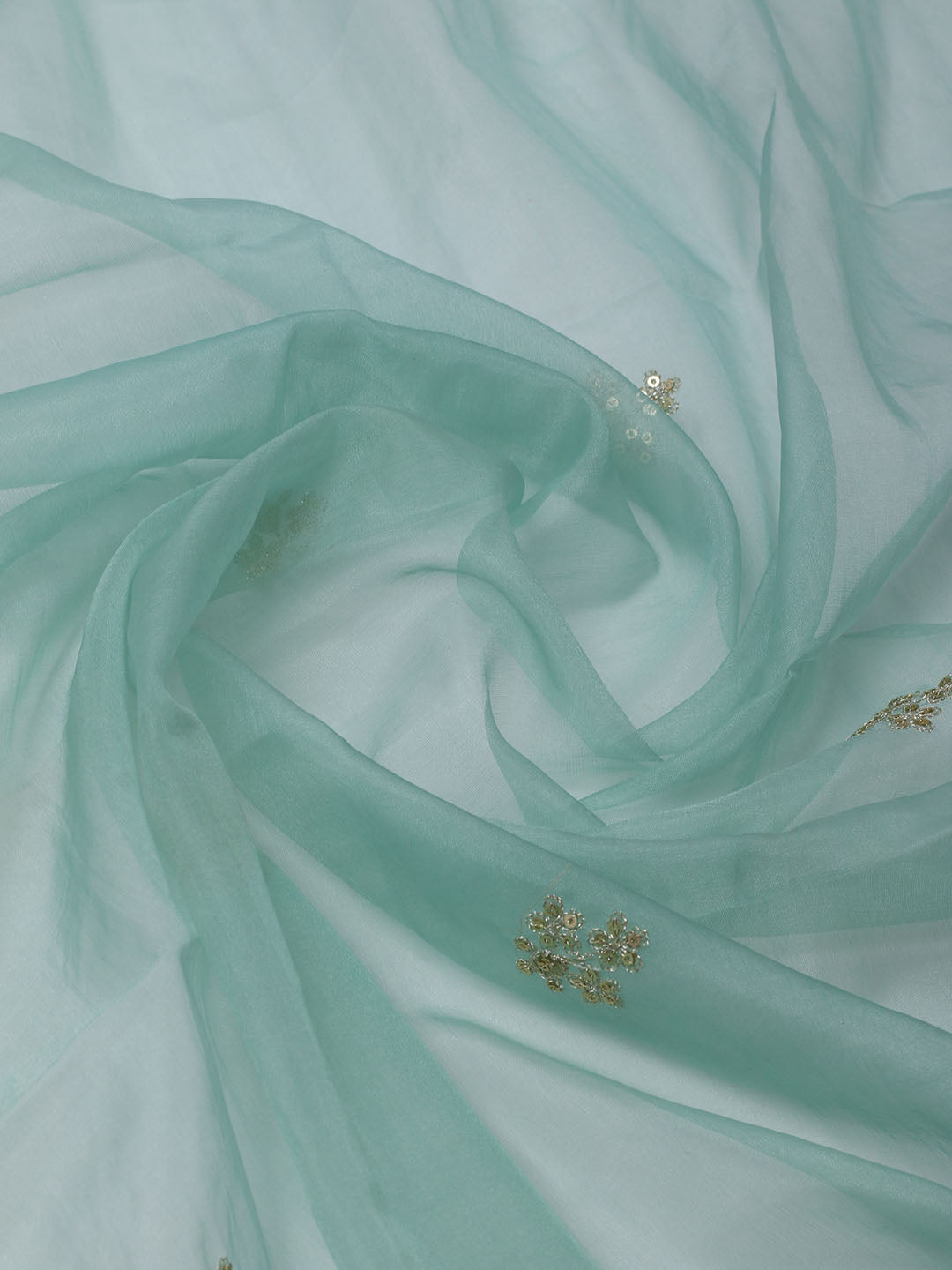 Neck Embroidered Organza Unstitched Suit With Dupatta
