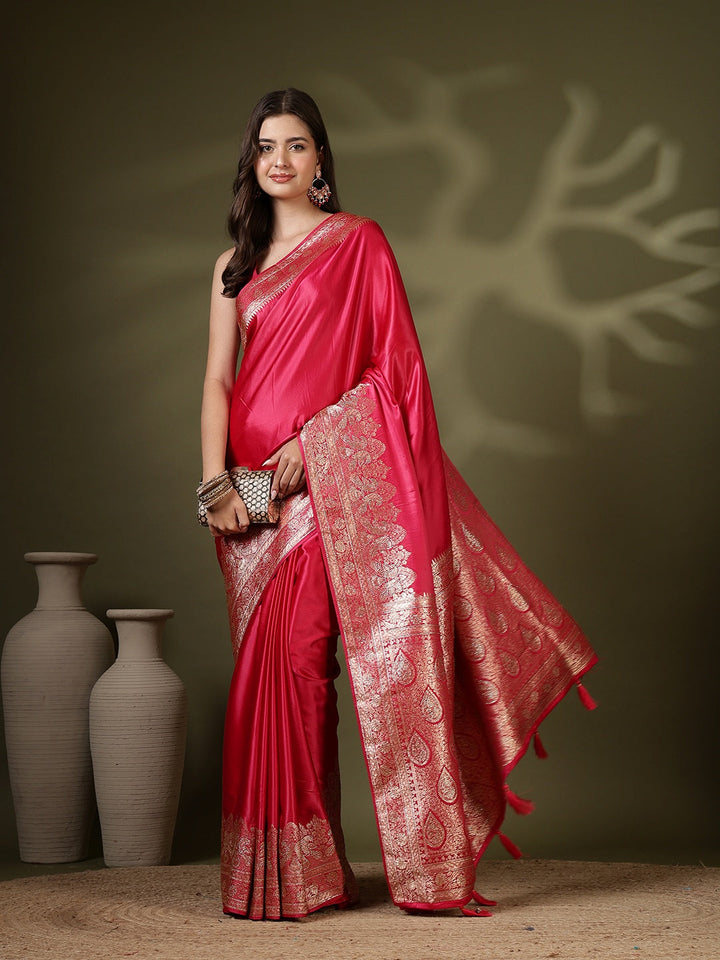 Woven Design Satin Saree
