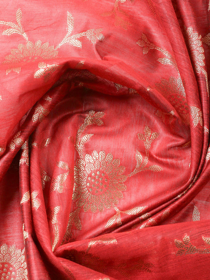 Woven Design Chanderi Unstitched Suit With Pant Dupatta