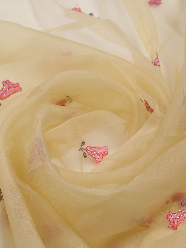 Embroidered Organza Unstitched Suit With Dupatta