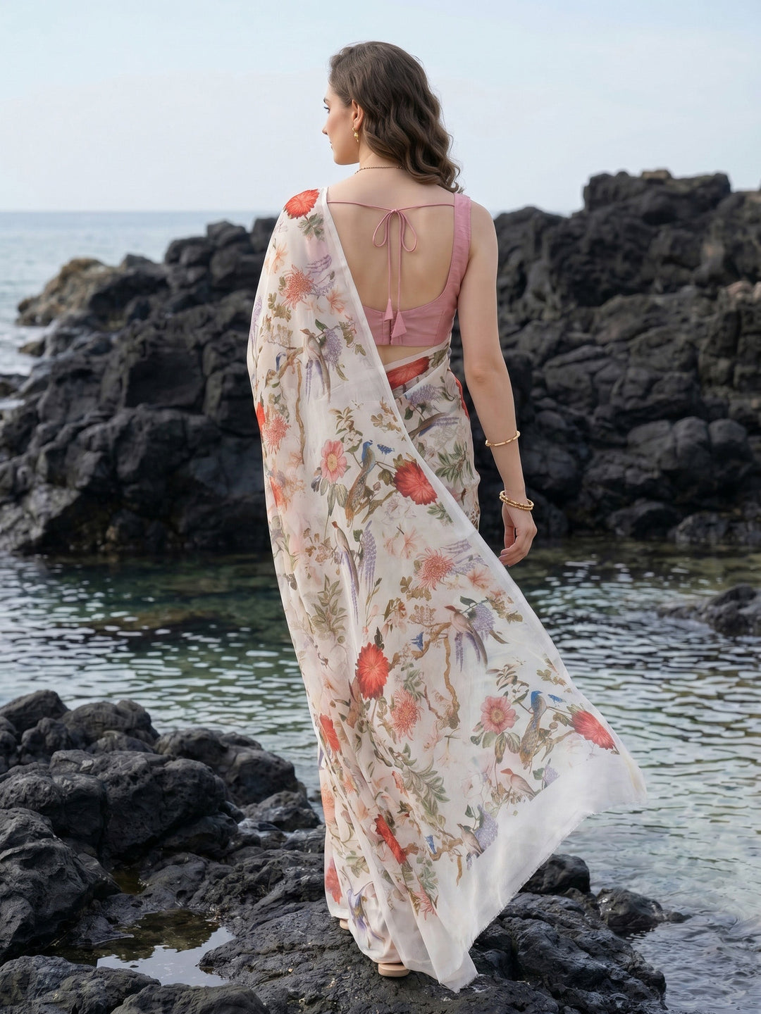 Digital Print Chiffon Saree