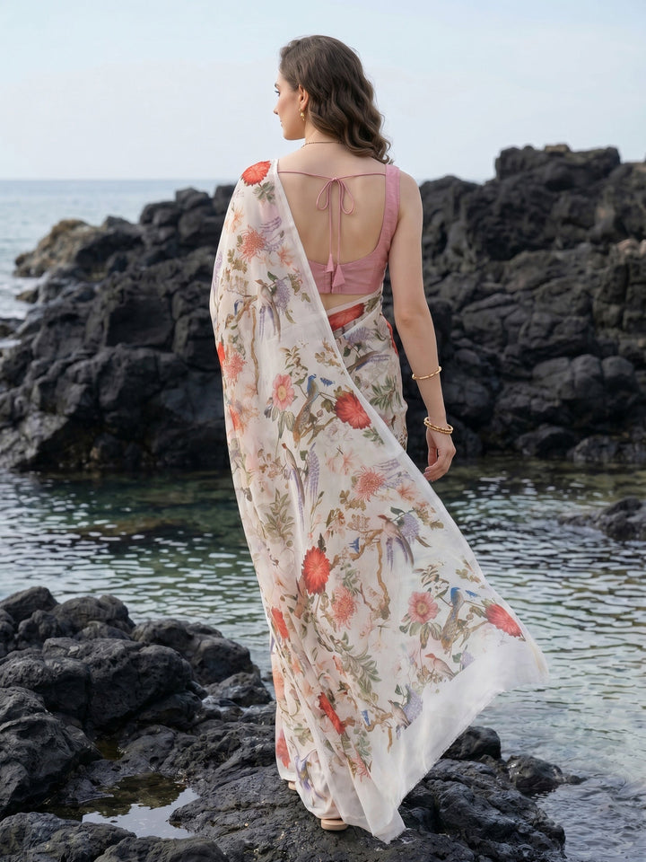 Digital Print Chiffon Saree