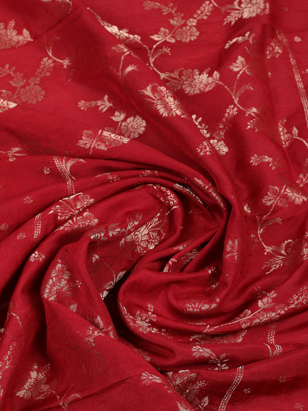 Embroidered Chanderi Unstitched Suit With Pant &amp; Dupatta