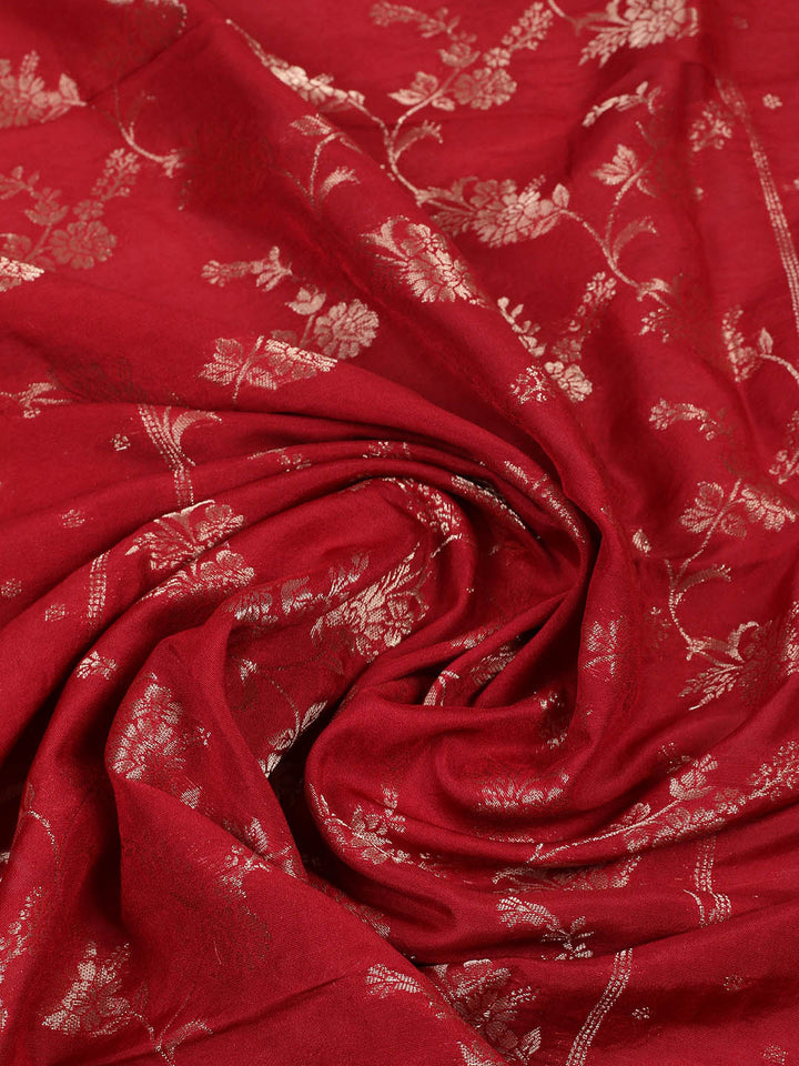 Embroidered Chanderi Unstitched Suit With Pant &amp; Dupatta
