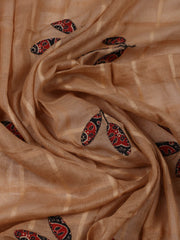 Embroidered Cotton Blend Black Beige Unstitched Suit With Pant & Dupatta