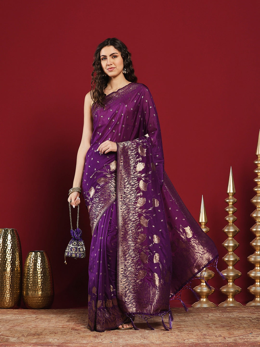 Plain Crepe Saree