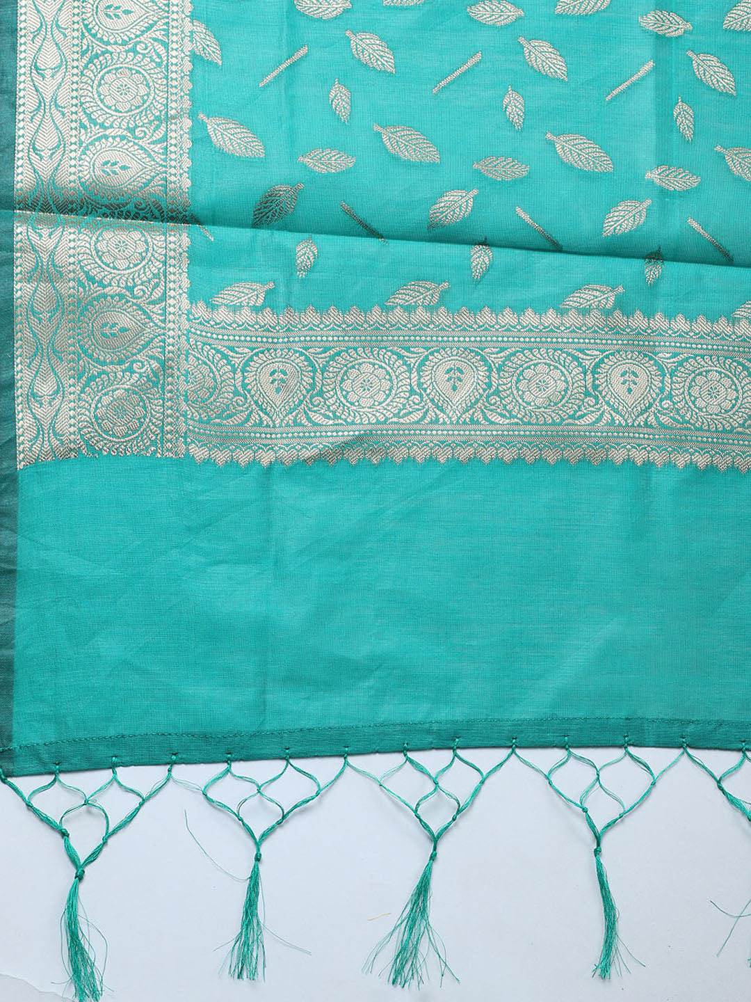 Banarasi Chanderi Unstitched Suit With Pant &amp; Dupatta