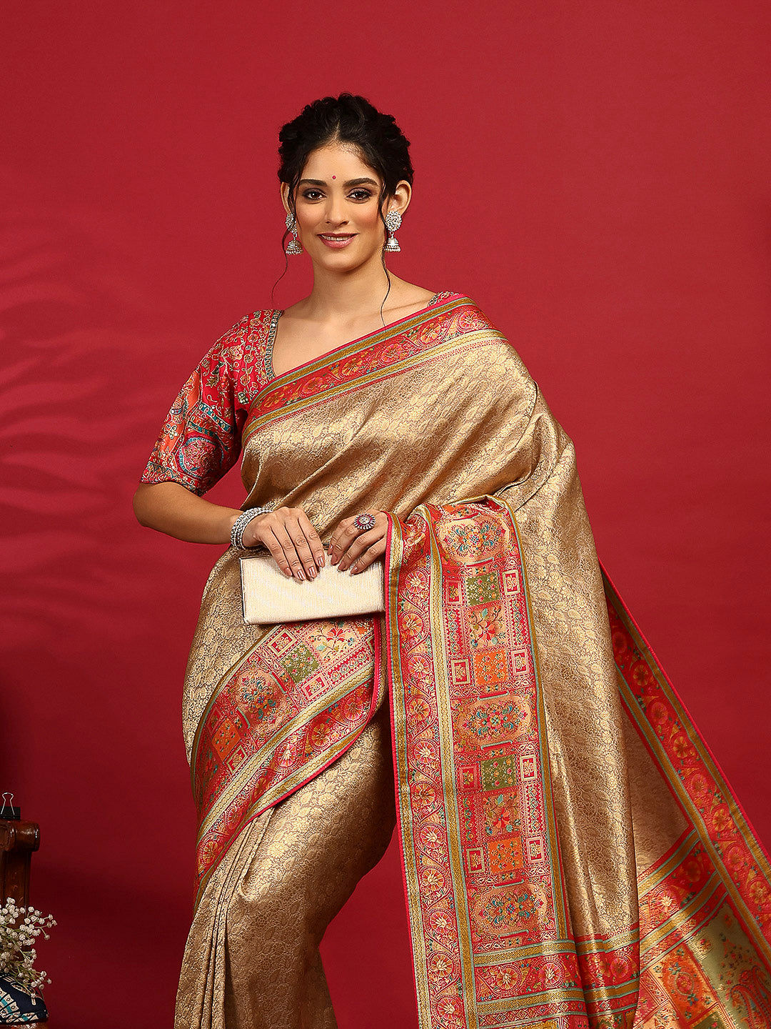 Embroidered Dola Silk Saree