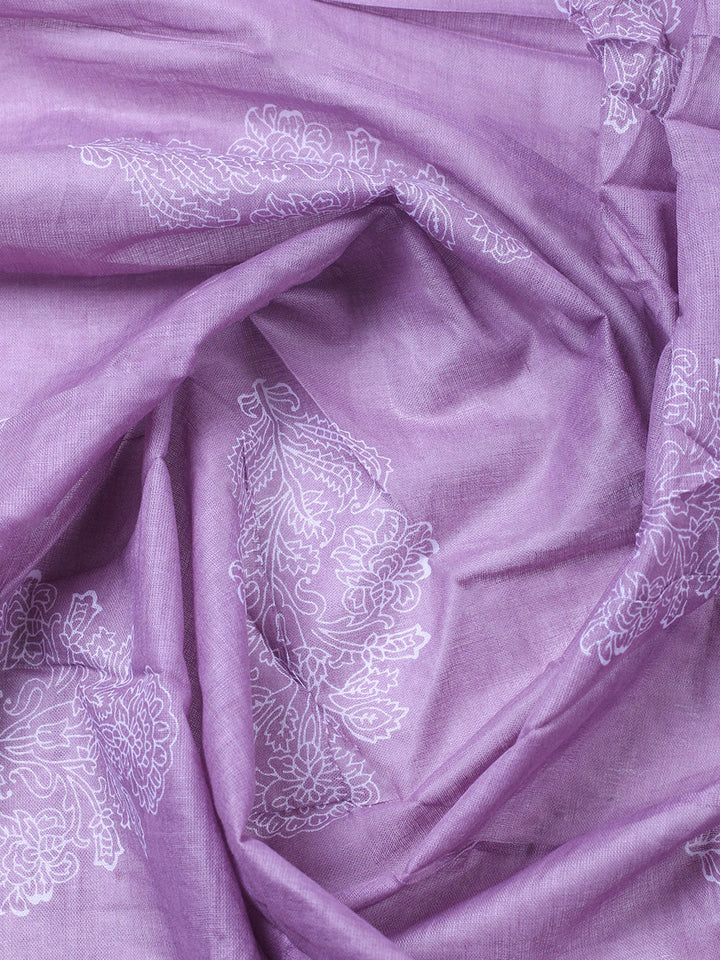 Printed Cotton Blend Unstitched Suit With Pant &amp; Dupatta