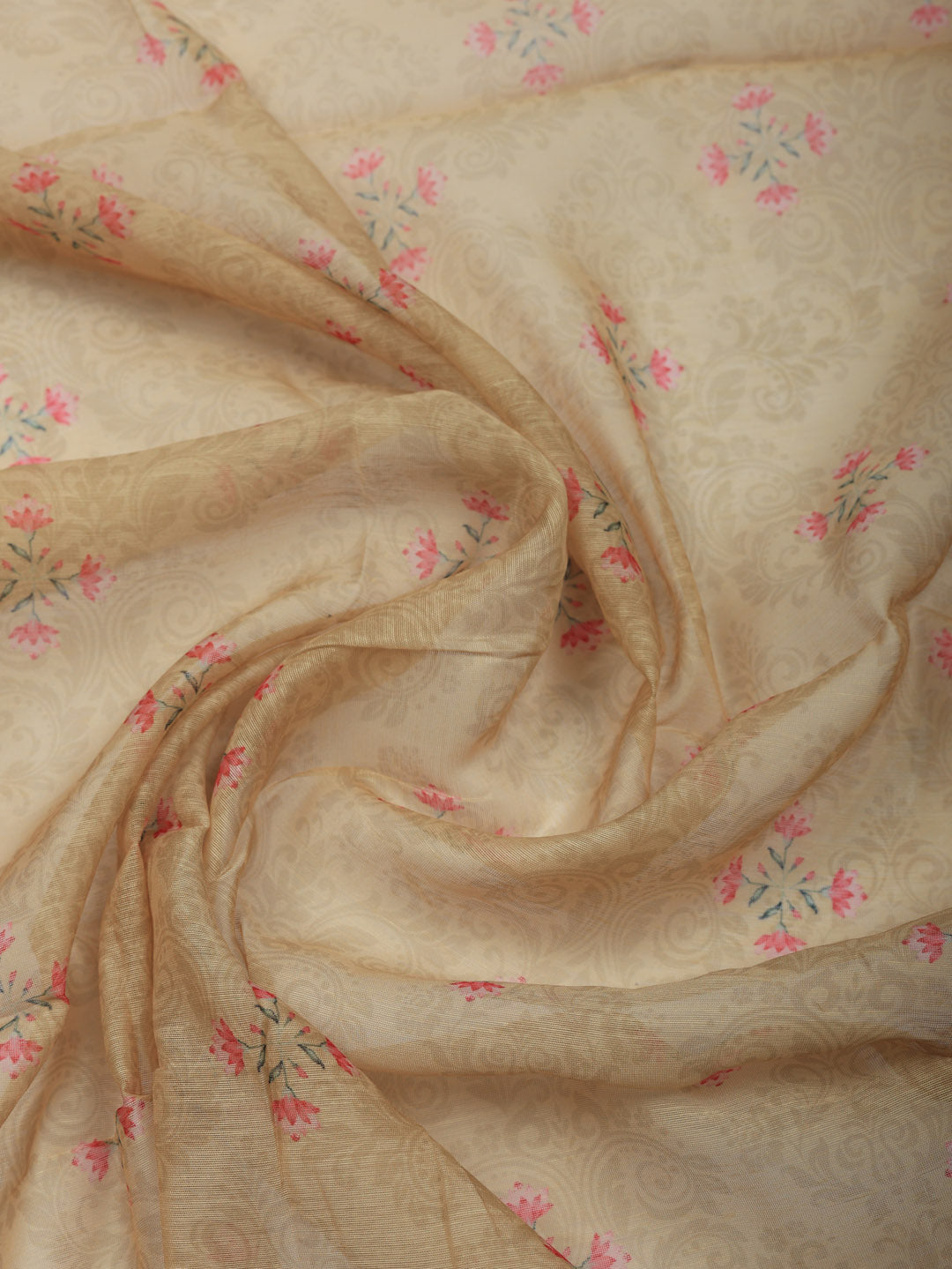 Embellished Chanderi Unstitched Suit With Pant &amp; Dupatta