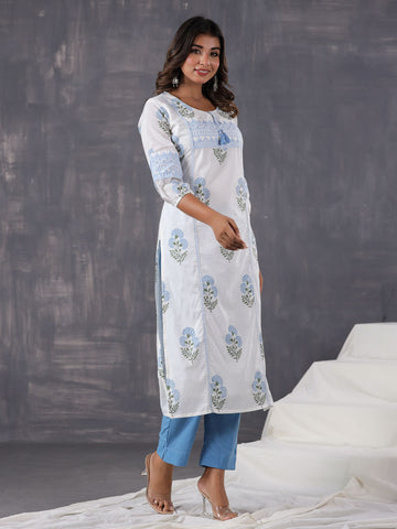 Printed Cotton Kurti With Pants