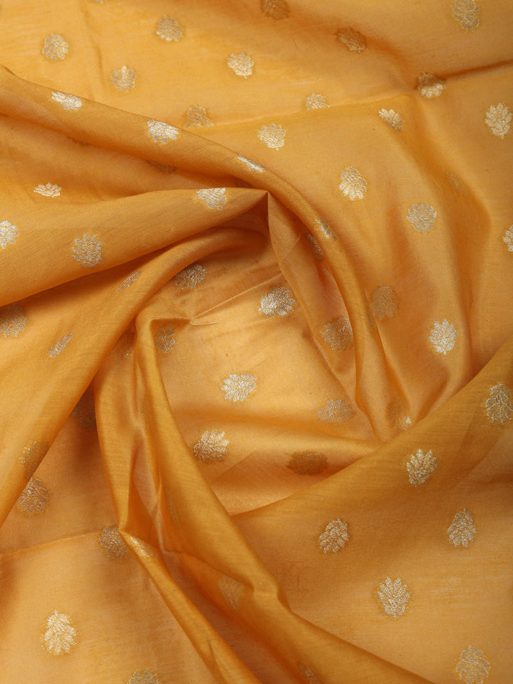 Embroidered Chanderi Unstitched Suit With Pant &amp; Dupatta