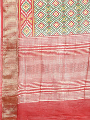 Floral Zari Border Printed Art Silk Woven Saree