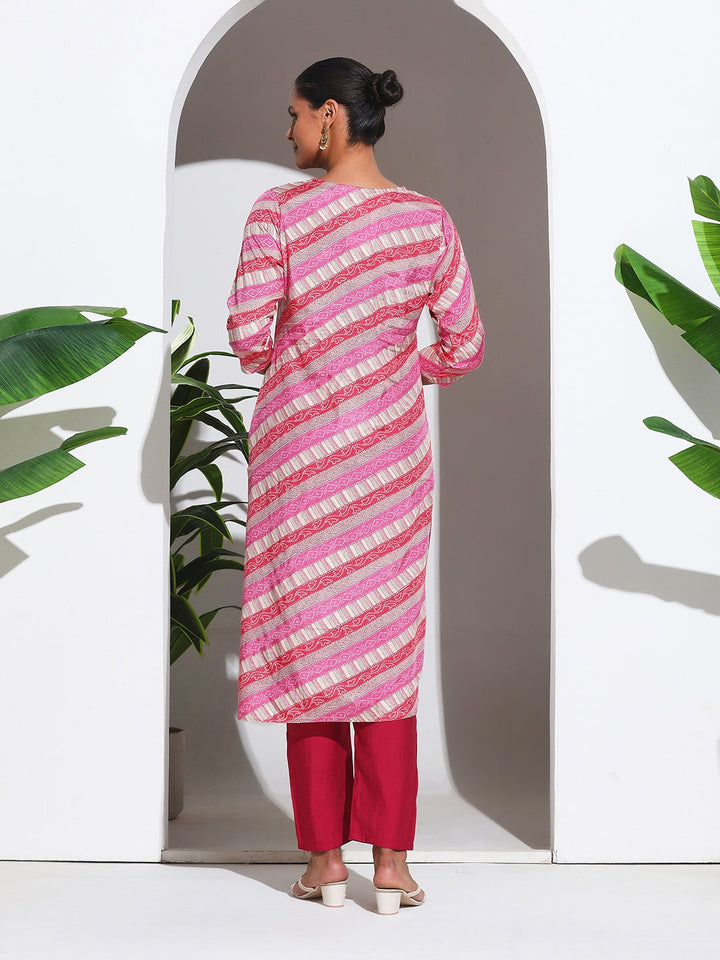Printed Cotton Blend Kurta With Pant