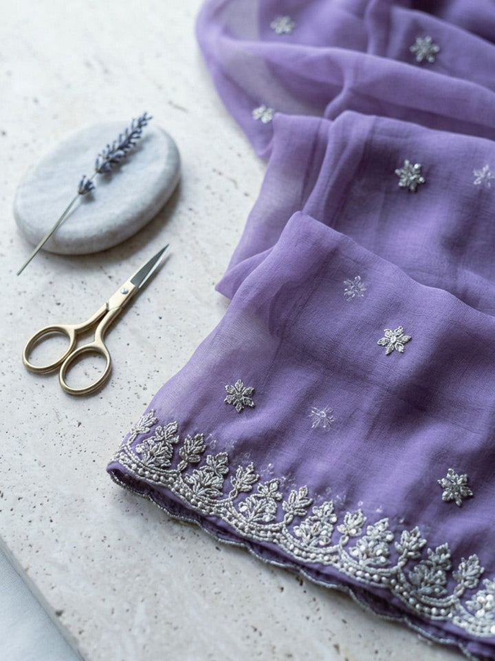 Embroidered Cotton Blend Unstitched Suit With Pant &amp; Dupatta