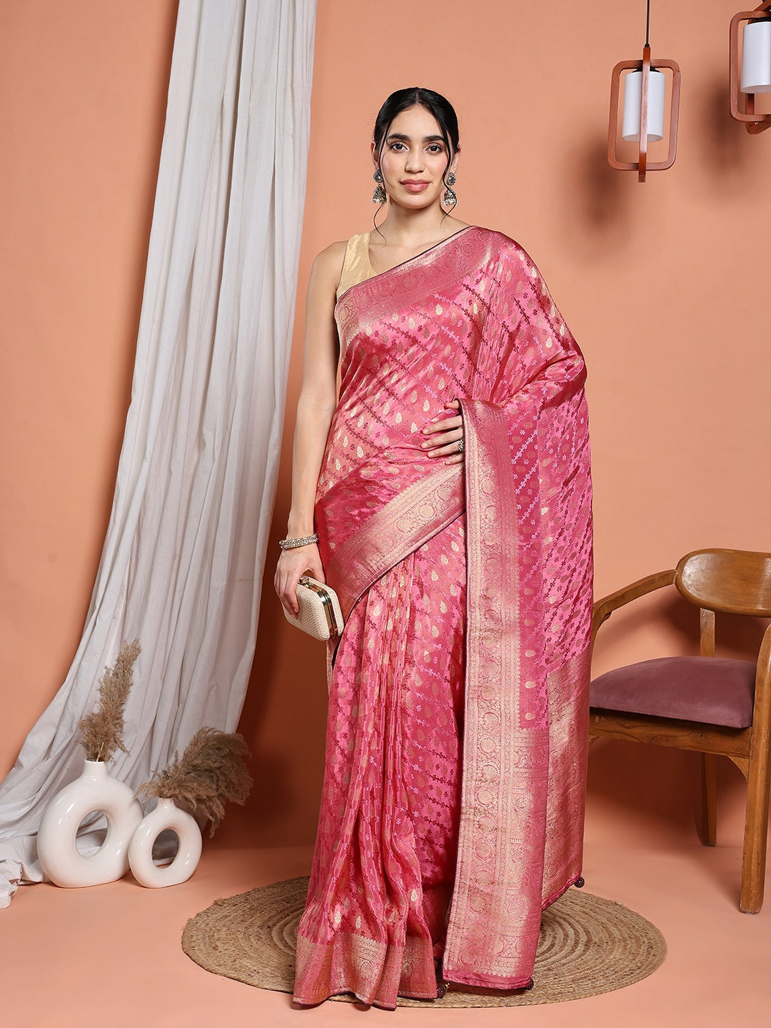 Woven Design Satin Saree