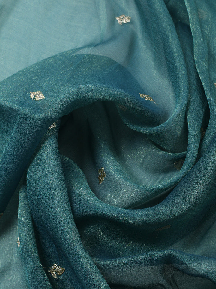 Embroidered Tissue Unstitched Suit With Pant &amp; Dupatta