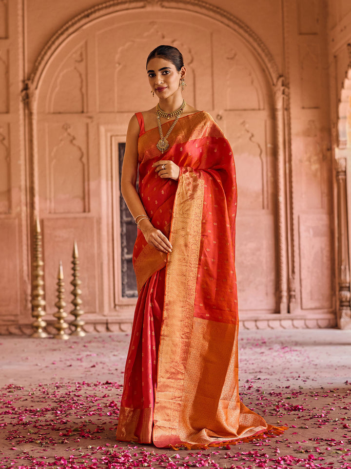 Orange Hlame Woven Saree