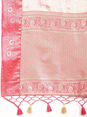 Plain Zari Border Banarasi Woven Saree