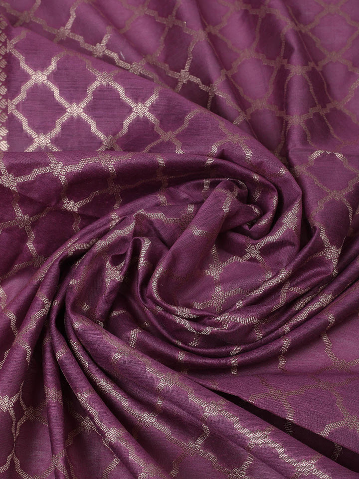 Woven Design Chanderi Unstitched Suit With Pant &amp; Dupatta