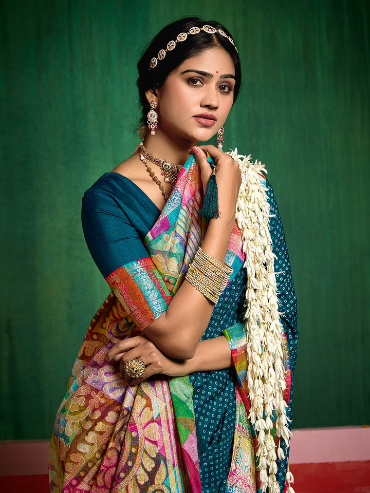 Bandhani Printed Art Silk Saree