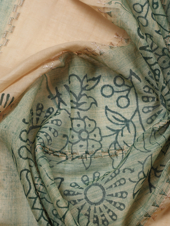 Embroidered Cotton Blend Unstitched Suit With Pant &amp; Dupatta