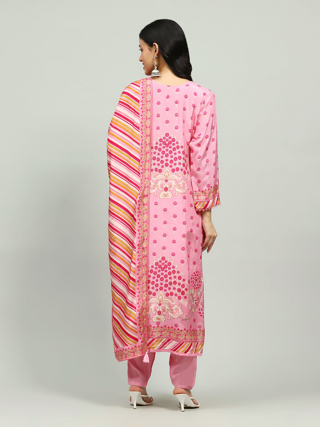 Printed Muslin Kurta With Pants & Dupatta