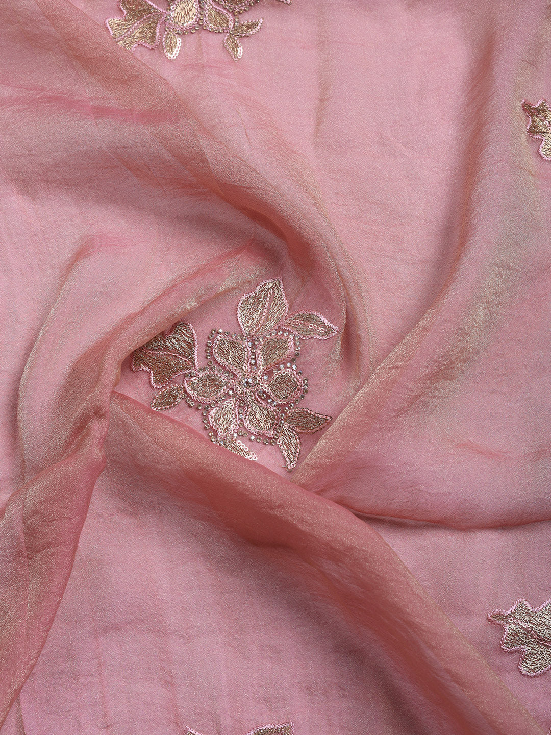Embroidered Organza Unstitched Suit With Pant &amp; Dupatta